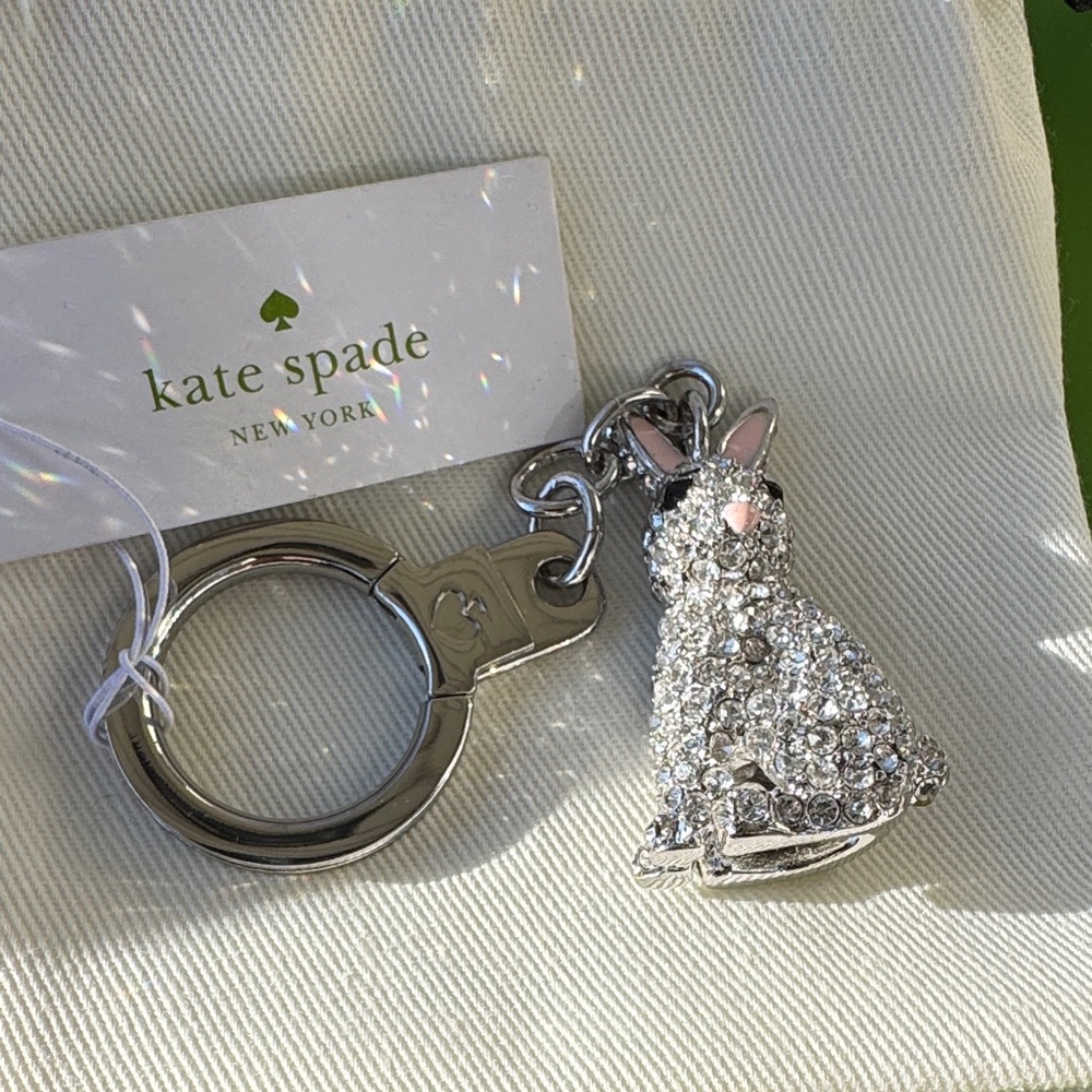 Kate Spade Silver and Pink Bunny Keychain